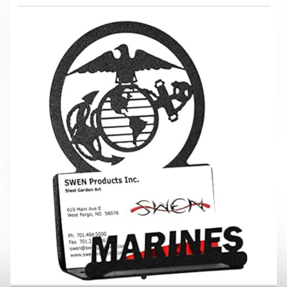 Swen Marine Corps Powder Coated Metal
Laser Cut Business Card Holder Black New